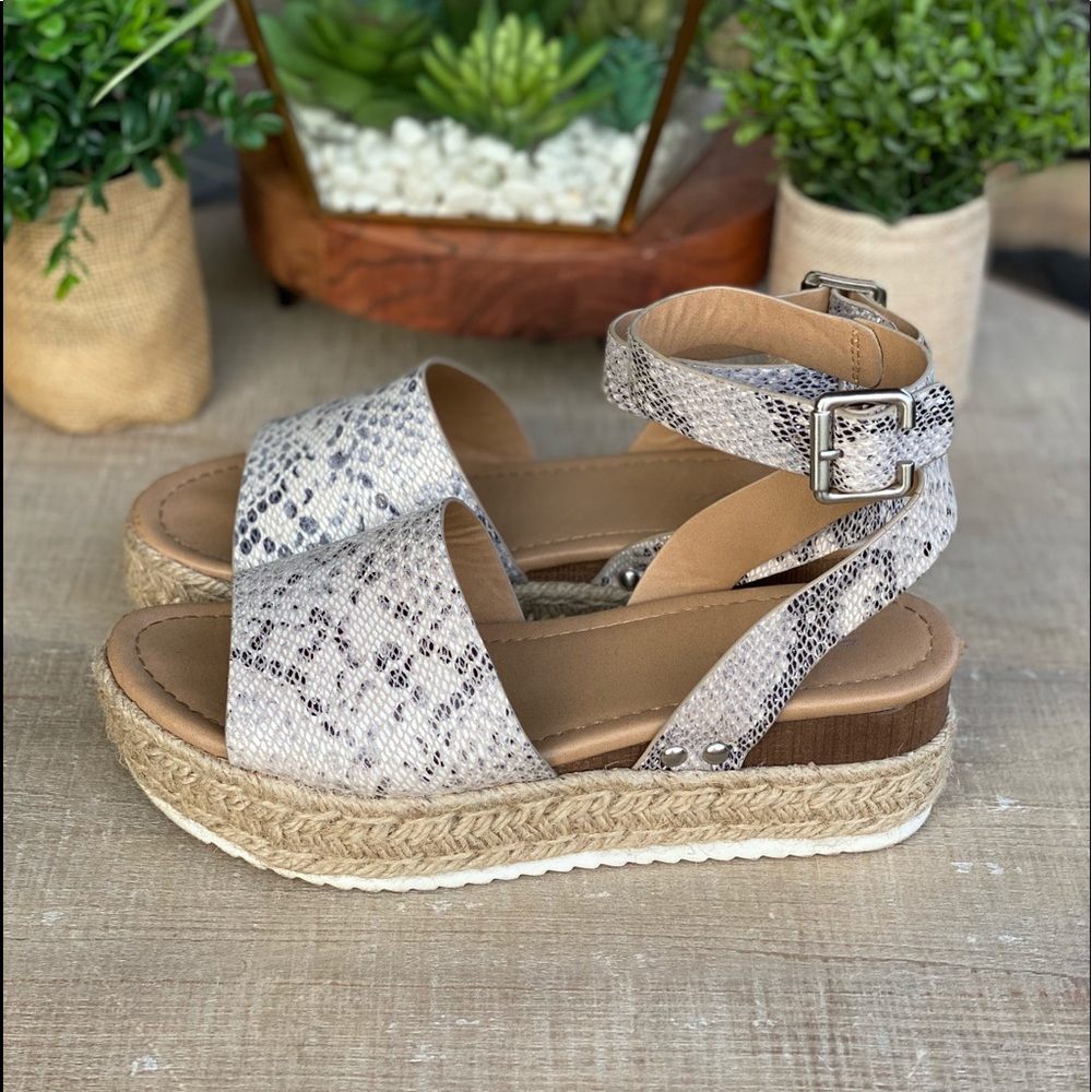 White Snakeskin Platform Sandal